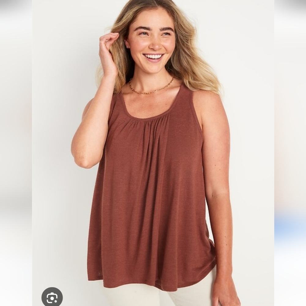 Old Navy-Maternity Sleeveless Linen-Blend Jersey Nursing Top- Medium- Brown